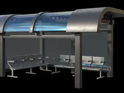 Game Ready Bus Stop 21 Low-poly 3D model