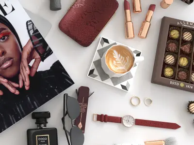 workplace decorative set - cosmetics 3D model