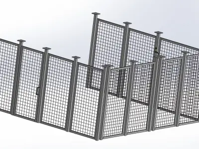 Guardrails metal cage with two doors on each side 3D model