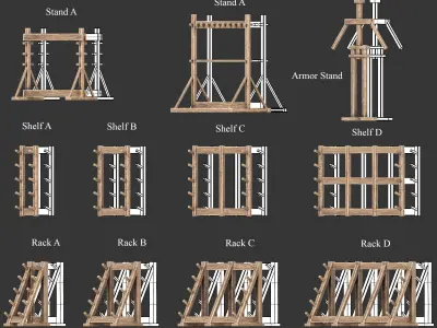 Medieval Decoration Weapon and Armor Stands Low-poly 3D model