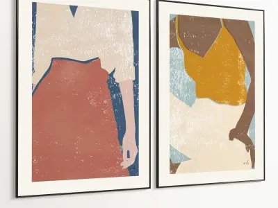 Plaster Two Photo Frame 425 Low-poly 3D model