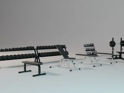 Gym Equipment Collection - Full Set 3D model