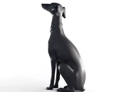 Realistic Greyhound Sculpture 3D Model Statue 3D model