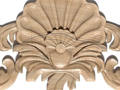 Cartouche-037 ornate carving of flower and leaves 3D model