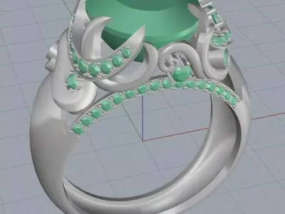 Ring engagement with diamonds 3D print model
