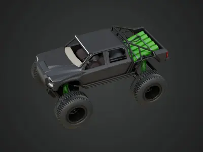Black Matte Trophy Truck 3D model