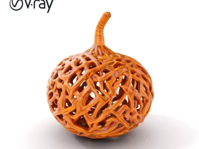 Wicker Pumpkin Decorative Model Pack Low-poly 3D model