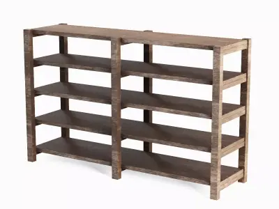Long Pottery Shelf 03 Low-poly 3D model
