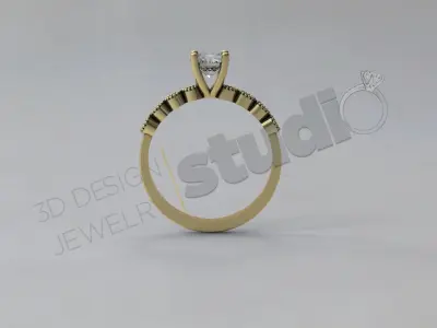 Luxury detailed solitaire ring with bezels 3d model 3D print model