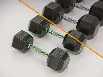 Dumbbells Game Ready Pack with Holder Low-poly 3D model