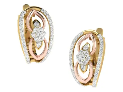 Solitaire Women Drop Earring 3dm STL OBJ FBX Render Details 3D print model 19