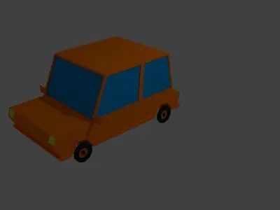 Low Poly Car orange Free low-poly 3D model