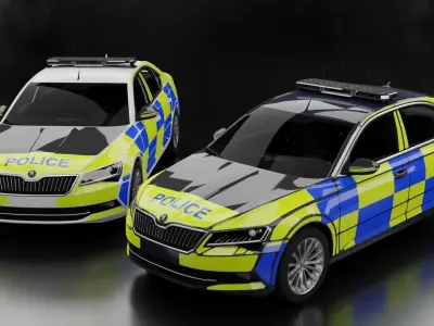 Skoda Superb UK Police Low-poly 3D model