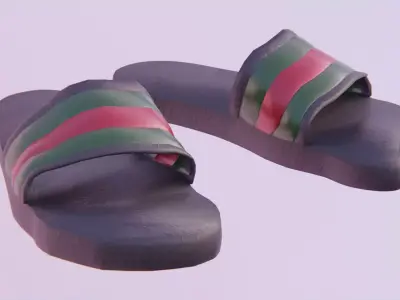 Green and Red Designer Sandals Low-poly 3D model
