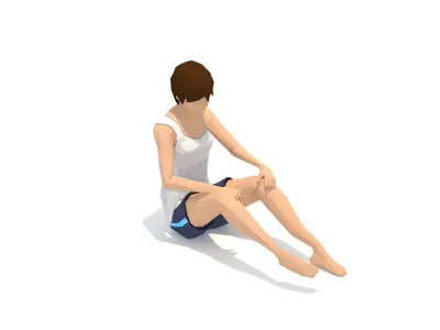 Head to Knee Pose Yoga Exercise Woman Animation Low-poly 3D model