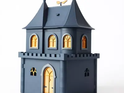 Gothic Blue House model pack Low-poly 3D model