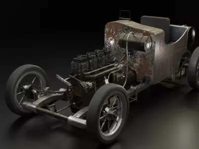 Old Vintage Racing Car 3D Model Made With Blender 3D model