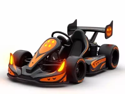 Halloween Racing Go-Kart with Glowing Pumpkins 3D Model Low-poly 3D model