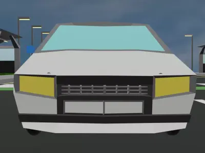 low poly stylized classic sportscar Low-poly 3D model