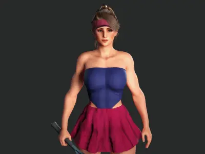AAA 3D REALISTIC CHARACTER - MUSCULAR GIRL SPORT OUTFIT TENNIS Low-poly 3D model