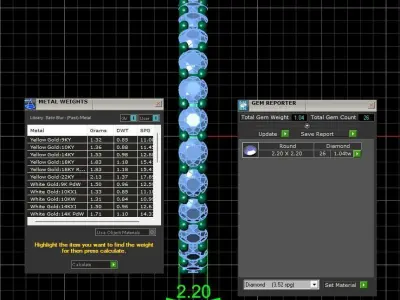 U Shaped Eternity Ring 2 point 2 mm stone size swiss 12 and EU52 3D print model
