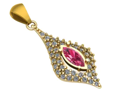 PINK SAPPHIRE AND DIAMOND PENDANT 3D PRINTABLE MODEL 3D print model