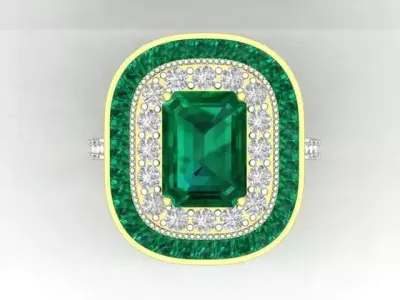 Emerald Wedding  Ring For Women  3D print model