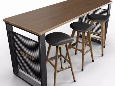 Home n People Bar Table Set 3D model