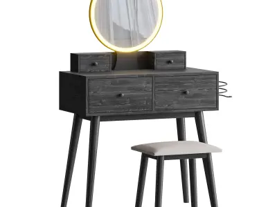 Ensemble coiffeuse avec tabouret et miroir Kyla 3D model