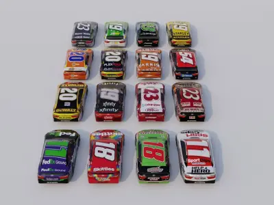 Nascar Race Car Pack - 16 Car  UPDATED 3D model