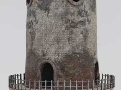 Tower 3D model old rusty Low-poly 3D model