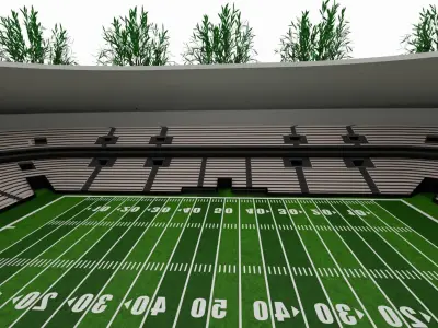 American football stadium Low-poly 3D model 2