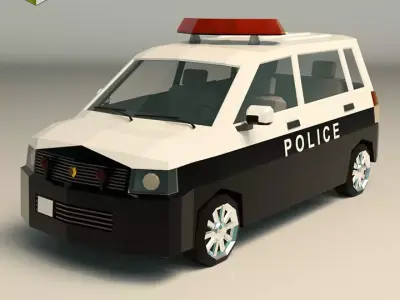Low Poly Police Van 05 Low-poly 3D model