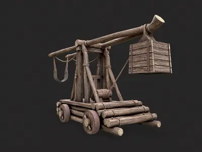 Medieval Siege Catapult 2 Low-poly 3D model