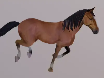 3D Model for an Animated Brown Horse Low-poly 3D model
