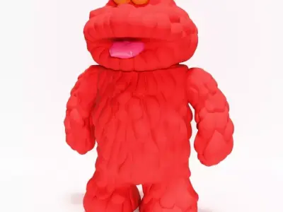 Red Sofubi Style Muckey POP MART toy 3D print model