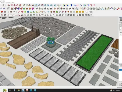 outdoor pedestrian paver stone 3d model 3D model