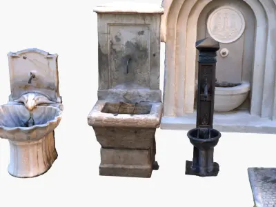 3D-Scanned Fountain Pack Low-poly 3D model