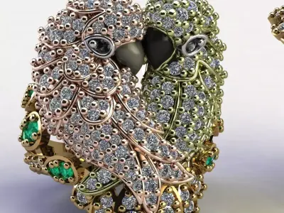 parrot couple Ring 3D print model
