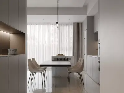 Modern living room dining room interior scenes 348 3D model