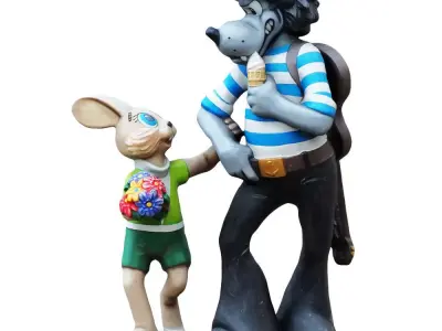 Sculpture of the characters Wolf and the Hare 3D model