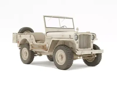 Desert Jeep Rugged off Low-poly 3D model