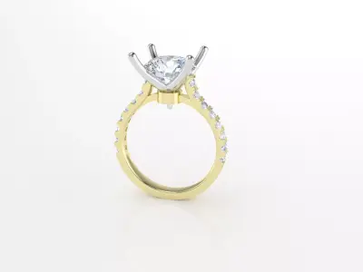 3ct round RBC diamond ring with small diamonds engagement ring 3D print model