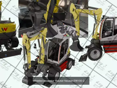 Wheeled excavator Wacker Neuson Ew100-2 and Hitachi Zaxis ZX27U- 3D Model Collection