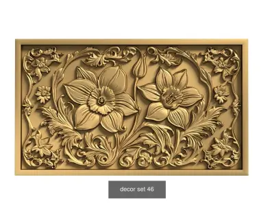 20 Ornamental murals decor set Pack 01 3D Model Collection