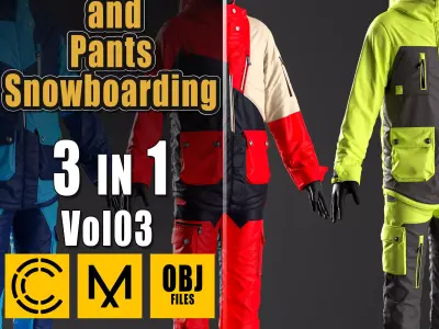 Jackets and Pants Snowboarding  Clo3D  OBJ Vol03 3D model