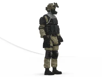 Tactical Operator High Quality Rigged Military 3D Character Low-poly 3D model