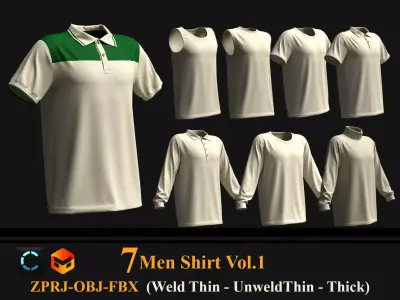 7 Men Shirt 3D model