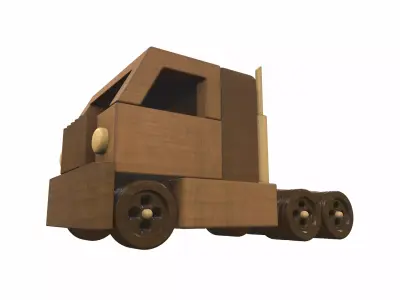 Wooden car toy truck 4 Free 3D model