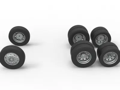 Wheel Set of Vintage GATR Racing Semi truck V3 Scale 1 to 25 3D print model